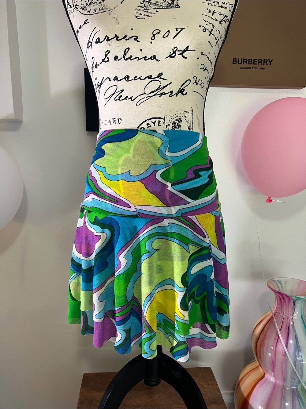 Rampage Multicolor Swirl Swim Coverup - Green Blue Purple Yellow